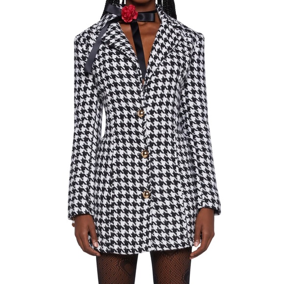 Tweed Houndstooth Trench Coat - Picture 1 of 4